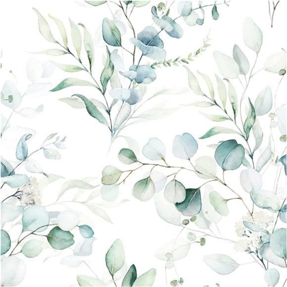 Peel & Stick Wallpaper Boho Eucalyptus Leaf Floral Removable Wallpaper 17.7x118" - Picture 1 of 6